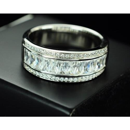 Mens Luxury Rings Real 925 Sterling Silver Fine Jewelry Engagement Wedding Gift Token Elegant Exquisite Diamond Classic Love