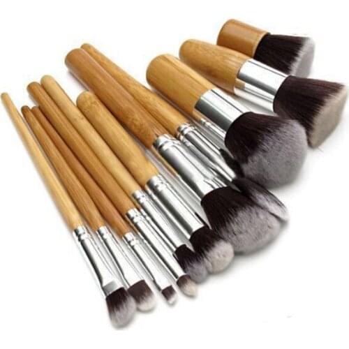 Wholesale Excellent 11 Pcs Makeup Brushes Bamboo Wood Fiber Brush Set Eyebrow Eyeliner Powder Brushes Make Up Brushes 30sets/lot