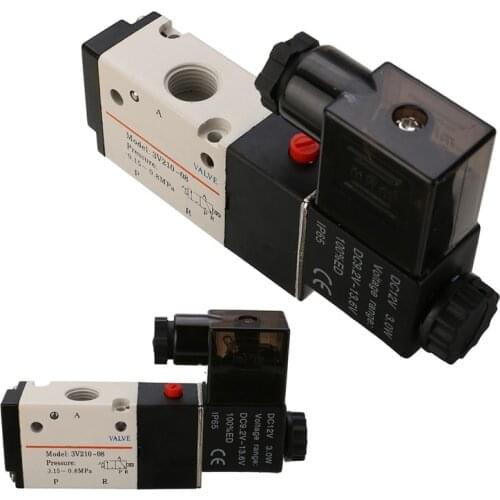 New 1/4'' 3 Way 2 Position Pneumatic Aluminum Solenoid Valves Electric Solenoid Valve Air DIY Hardware Tools DC 12V