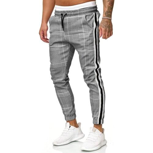 New Sports pants Men Pocket Plaid Print Running Pants Athletic Soccer pant Training sport Pants Elasticity jogging Gym Trousers