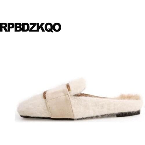 Flat 2021 Faux Fur Fashion Slip On Slides 5 Diamond Autumn Mules Most Popular Products Rhinestone Shoes Women Crystal Slippers