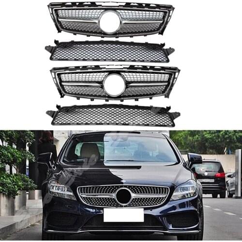 Front Racing Grill Bumper Upper Lower Grille Cover For Mercedes-Benz W218 CLS-Class 2011 2012 2013 2014 Diamond