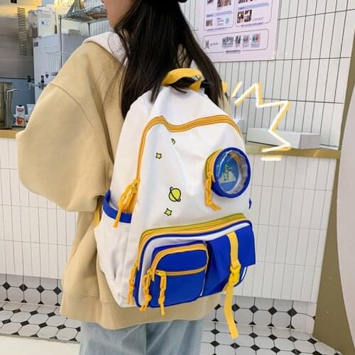 New Japanese Anime Backpack Blue Astronaut Unisex Bag Multi-pocket Nylon Girl School Bag Kawaii Buckle Female College Backpack