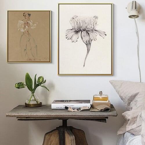 Nordic Minimalist Abstract Flower Canvas Paintings Monroe Vintage Poster Tree Stump Print Wall Art Pictures Bedroom Home Decor