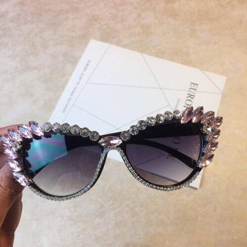 Brand Designer Baroque Style Women Glasses Cat Eye Crystals Sunglass Retro Bling Rhinestones Women Girl Sun Glasses Gafas De Sol