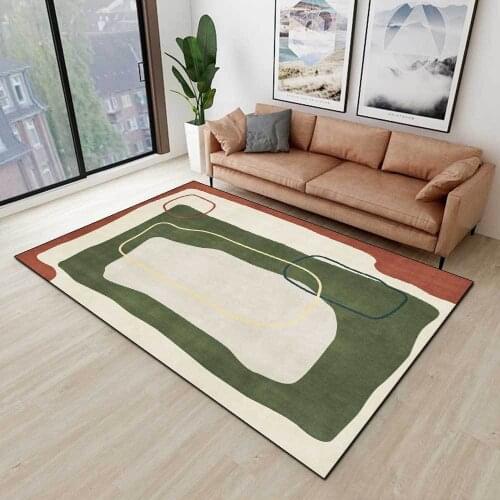 Modern Nordic Style Living Room Carpet Abstract Geometric Pattern Bedroom Rug Non-Slip Bedside Area Floor Mat Home Room Decor