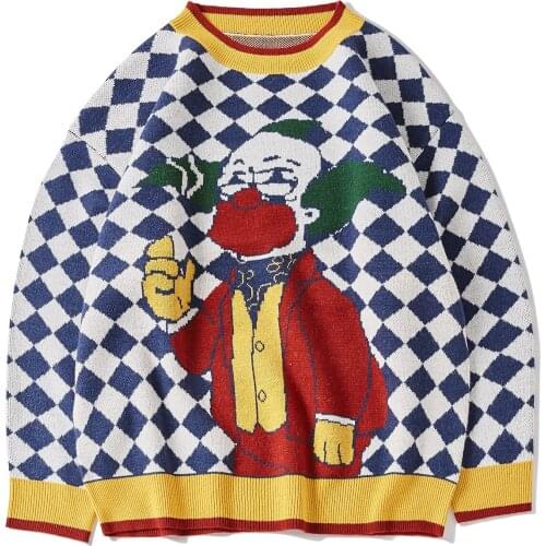 2020 Harajuku Plus Size Sweater Pullover Mens Graffiti Knitted Sweater Hip Hop Streetwear Retro 2020 Fall Winter Mens Sweater