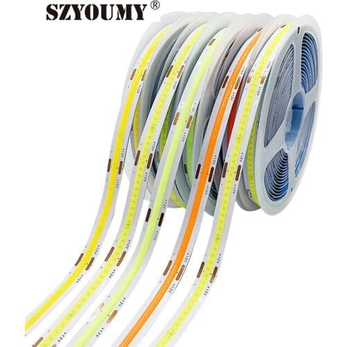 SZYOUMY DC12V COB Flexible Led Strip Light 300led/m High Density Cob/Fob Led Tape Light White/Warm white