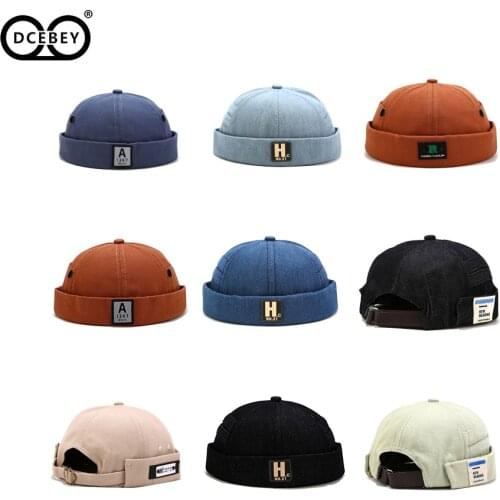DCEBEY Vintage Docker Cap Brimless Hat Breathable Beanie Hat Hip Hop Cap Men Street Casual Docker Biker Hat Women Pumpkin Beanie