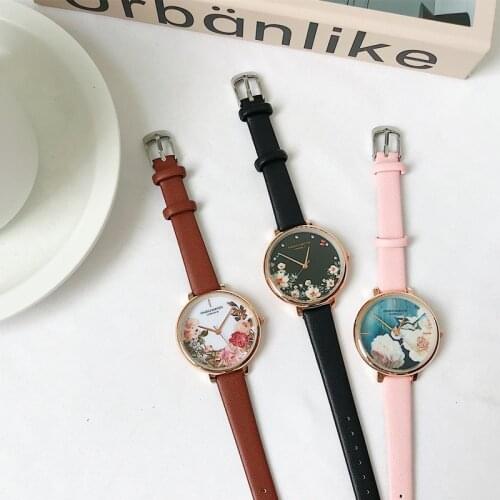Retro Rose Flower Dial Design Ladies Watches Women Fashion Luxury Dress Watch Waterproof 2019 Casual Woman Quartz Leather Clock