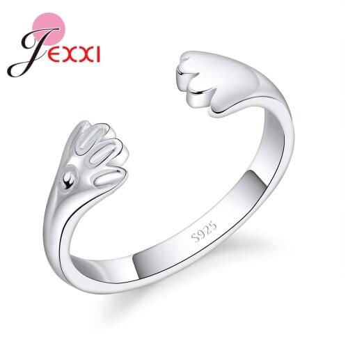 Top Quality 925 Sterling Silver Rings For Women Engagement Party Adjustable Hand Shaped New Design Girl Finger Bague