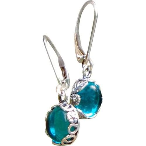 CAOSHI Trendy Delicate Drop Earrings for Women Sliver Color Blue Artificial Moonstone Accessories for Female Exquisite Jewelry