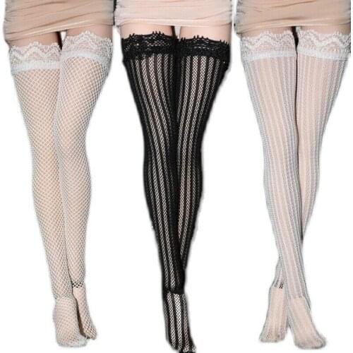 1/6 Female Mesh Lace Long Stockings Calf Socks Clothes Accessories Fit 12'' Action Figure Body