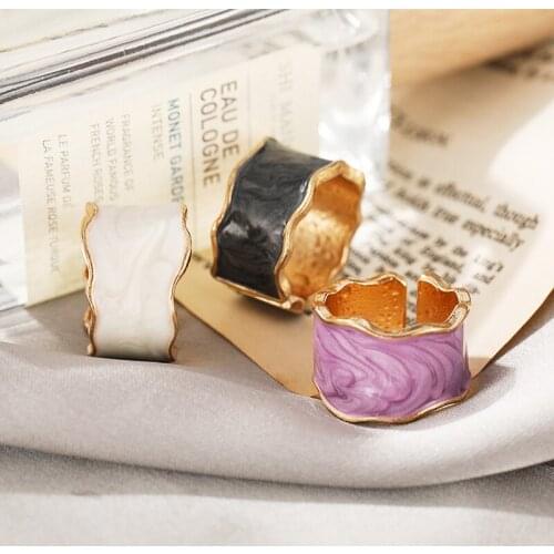 Colorful Plating Enamel Joint Finger Ring for Women Girls Vintage Gothic Chunky Adjustable Opening Rings Female Jewelry Gift