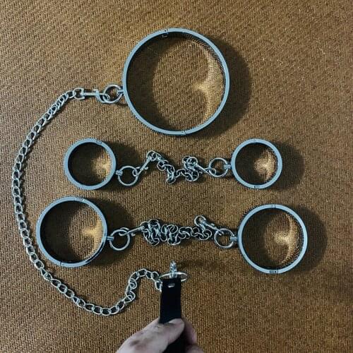 1.2KG Heavy Metal Slave Neck Collar Handcuff Wrist Ankle Cuffs Bdsm Fetish Sex Bondage Restraint Adult Game Sex Toys For Couples