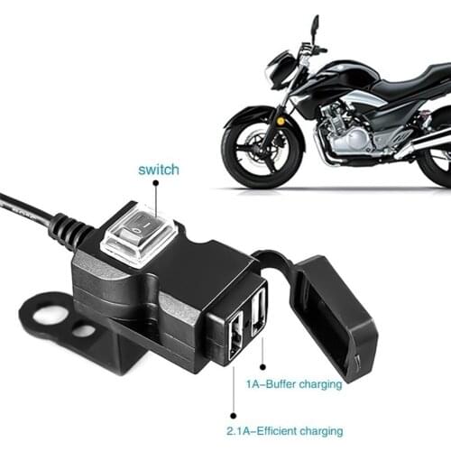 1.5/2A Dual USB Port Waterproof Motorcycle USB Phone Charger Adapter Socket