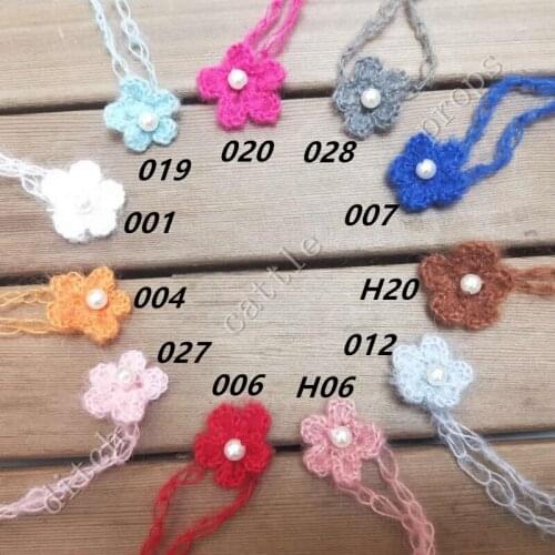 10Pcs/lot Mix Color Crochet Mohair Headband With Flower Hairband Baby Girl Hair Decoration Baby Shower Gift. Photography Props
