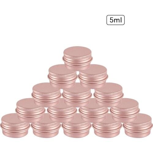 100Pcs 5ml Mini Rosegold Aluminum Jar Pot Metal Refillable Cosmetic Container for Travel Nail Art Face Cream Lip Gloss Storage