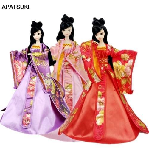 3pcs/lot Cosplay Dress For Barbie Dolls 1/6 Traditional Chinese Ancient Beauty Costume Clothes Party Evening Dresses Toys