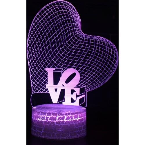Love Bedside 3d Lamps Birthday Creative Gift Lights White Base Lovely 7 Color Change 3d Christmas Decorations Gift Table Lamps