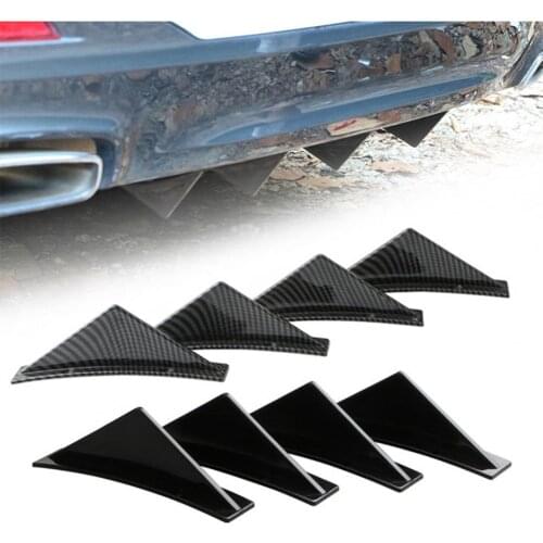 50% Hot Sales 4Pcs Car Rear Spoiler Universal Durable ABS Triangle Curved Surface Rear Bumper Spoiler for Automobile