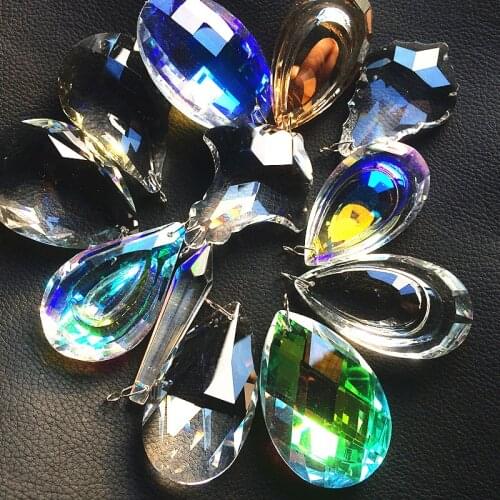 63mm Multi-shape K9 Crystal Shiny Faceted Crystal Chandelier Pendants Crystal Suncatcher Christmas Tree Hanging Ornaments