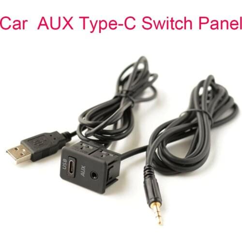 Car USB Type C Port 3.5mm AUX USB Panel Extension Cable Lead Mounting Panel Headphone Male Jack Flush Mount Adapter For Phone