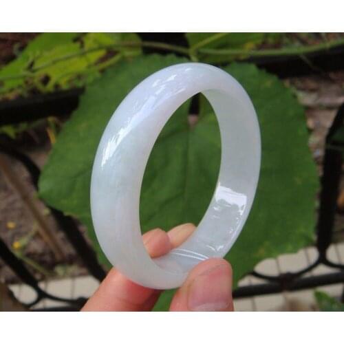 White 100% Natural Icy Type Jadeite Jade Bangle Bracelet 57-60MM
