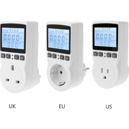 Digital Power MeterSocket, EU/UK Plug Energy Meter Current Voltage Watt Electricity Cost Measuring Monitor Power Analyzer