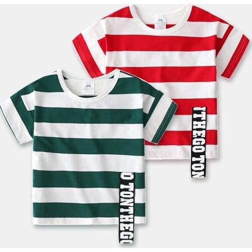 Childrens Striped T Shirts 2021 Summer New Toddler Boys Cotton Short Sleeve T Shirt Toddler Kids Casual Tees Tops Baby Clothes