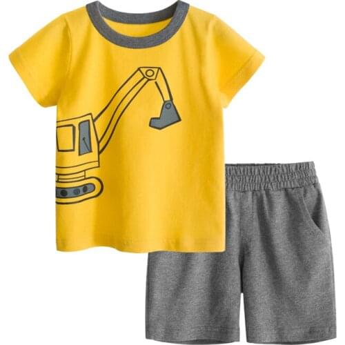 Children Sports Set Clothing For Boys 2021 Summer Wholesale Cotton Tops+shorts 2pcs Short Sleeve Toddler Boy Clothes 2-6y Outfit