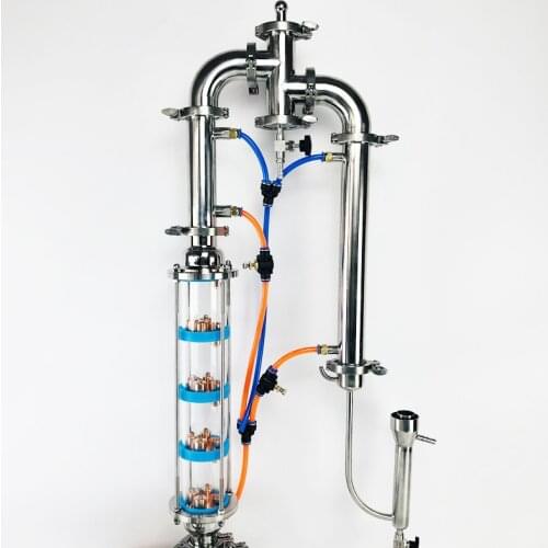 2" Flute Distiller With 3" Distillation Lens Column And 2" Gin Basket Set For Homebrew,Copper Bubble Plate Sets*5,SS304
