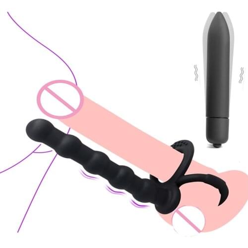 Dildo Vibrator Strap on Penis Double Rings Anal Butt Plug Sex Toys For Women Man Anal Beads Plug Adult G Spot Massager