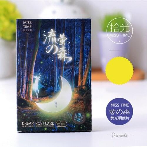 30 Pieces/set Noctilucent Postcard Mysterious Forest Fairy Deer Letter Paper Card Greeting Card for Wish Gift
