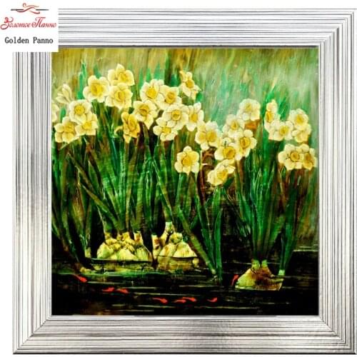 Golden Panno,14CT 11CT DMC hand made cross stitch kits,flower Daffodil Needlework embroidery Cross Stitch,household decoration