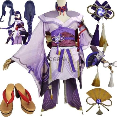 Game Genshin Impact Raiden Shogun Cosplay Costume Baal Raiden Shogun Cosplay Costume wig shoes Sexy Women Uniform Dress Full Set