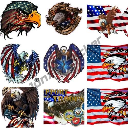 Personality Car Stickers American Flag Bald Eagle Motorcycle Waterproof Sunscreen Decal PVC 23cm X 14cm