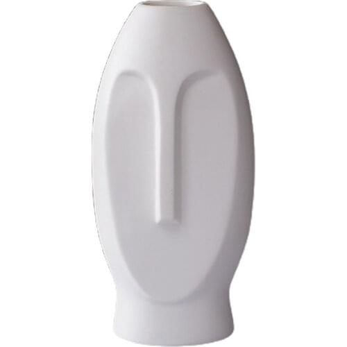 Ceramic Face Vase, White Modern Vase, Statue Human Face Vase Decor, Sculpture Decor, Fire Place Decoration