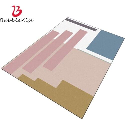 Bubble Kiss Nordic Style Carpets For Living Room Home Geometric Pattern Floor Mat Anti Slip Foot Pad Fashion Pink Customized Rug