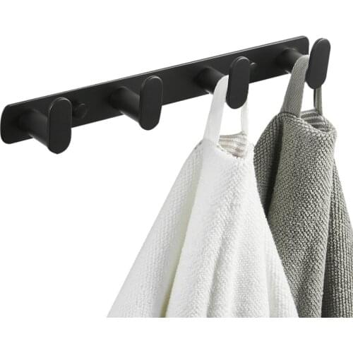 Leyden Towel Hook Bathroom Four Robe Hooks Stainless Steel,Black Coat Hat 4 Hanger Wall Hooks Heavy Duty Round Holder