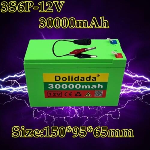12V 30Ah 18650 lithium battery pack 3S6P built-in high current 20A BMS for sprayers, carts, childrens electric vehicle batterie