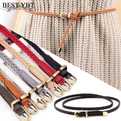 Best YBT Hot Sale Thin High Quality All-match Dress Candy Color Braid Fashion Newest For Dress Ladies Female Belt PU Pin Buckle