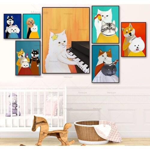 Cartoon Cute Cat Modern Posters Funny Dog Haircut Prints Canvas Painting Wall Picture For Living Room Kids Bedroom Home Decor