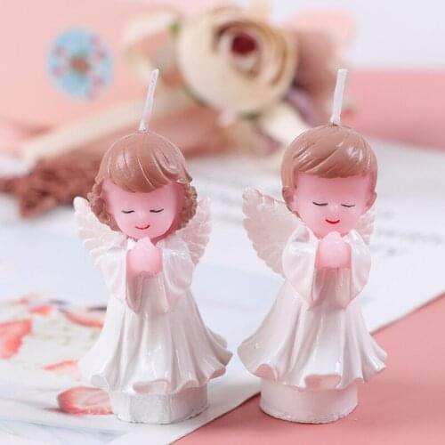 First 1st Communion baby shower table centerpiece decoration gift Angel Rosary candle cake topper Christening Baptism wedding