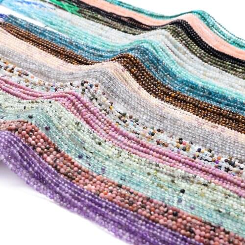 New 2/3/4mm Natural Faceted Stone Beads Rose Quartzs Amethysts Crystal Beads for Jewelry Making Beadwork DIY Bracelet Wholesale