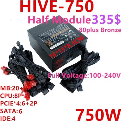 New PSU For Rosewill Brand Half Modular 80plus Bronze Wide Mute Game Power Supply 750W Power Supply HIVE-750