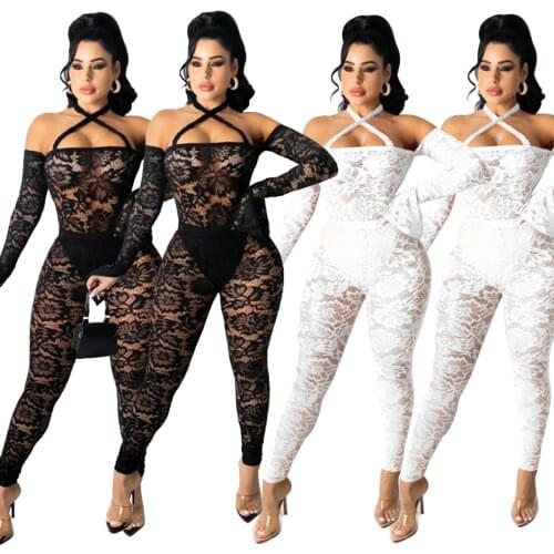 New Perspective Sexy Lace Strappy Jumpsuits One Piece Outfit Sexy Club Outfits for Women Clubwear Romper Women Wholesale