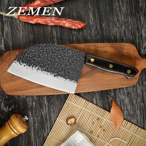 ZEMEN 7 Inch Chef Butcher Knife High Carbon Stainless Steel Knife High Quality Multifunctional Kitchen Knives Chopping Slicing