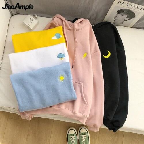 Autumn Winter Women Fashion Warm Fleece Hoodie Causal Hooded Pullover Lovers Long Sleeve Packet Sweatshirt Tops Jacket Female