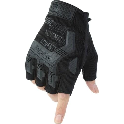Fashion Unisex Tactical Gloves Nylon Leather Pair of Gloves Half Finger Riding Cycling Fitness Outdoor